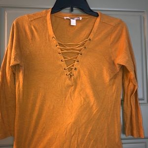 Mustard color cross front top